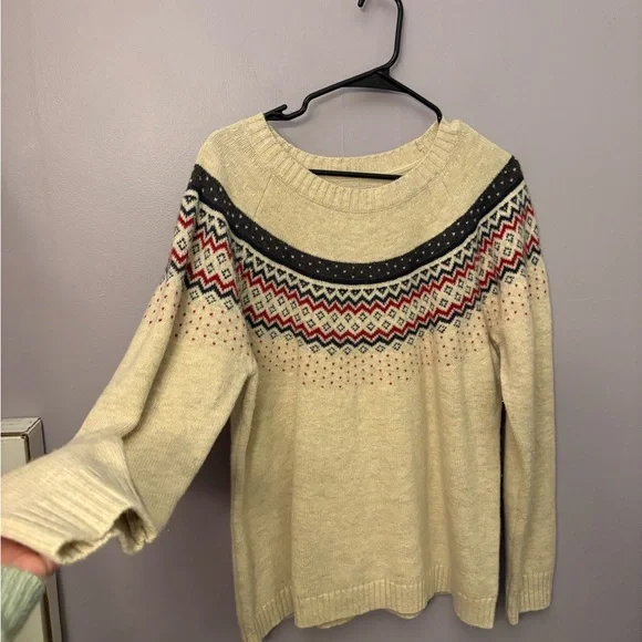 Duluth trading company wool blend nordic sweater XL Fair Isle Cabin 75% Wool - Picture 3 of 6